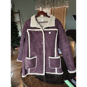 Carhartt Boulder Parka Womens Large Brown Faux Suede Sherpa Lined Coat Jacket